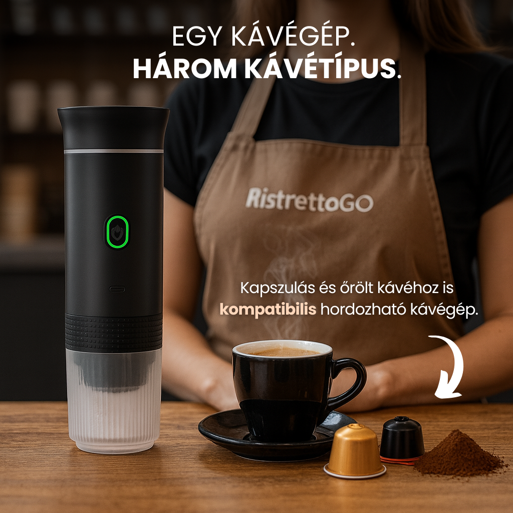 RistrettoGO Hordozható Kávégép + 3 INGYENES Ajándék