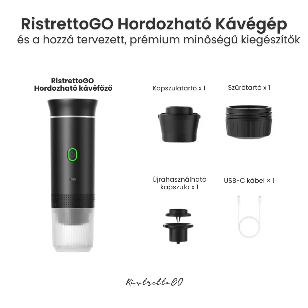 RistrettoGO Hordozható Kávégép + 3 INGYENES Ajándék